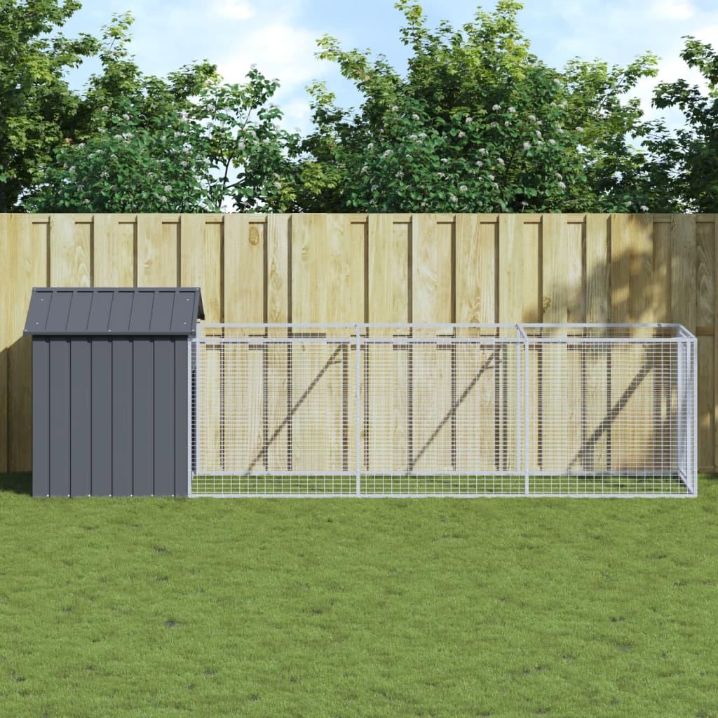 Trendyproduct.co.uk Dog House With Run Galvanised Steel vidaXL Animals & Pet Supplies Animals & Pet Supplies > Pet Supplies > Dog Supplies > Dog Houses Anthracite Dog Houses Dog Supplies parcel Pet Supplies vidaXL