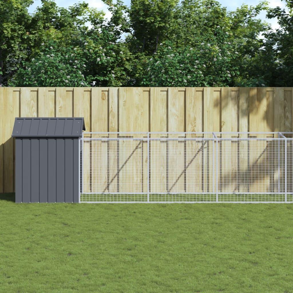 Trendyproduct.co.uk Dog House With Run Galvanised Steel vidaXL Animals & Pet Supplies Animals & Pet Supplies > Pet Supplies > Dog Supplies > Dog Houses Anthracite Dog Houses Dog Supplies parcel Pet Supplies vidaXL