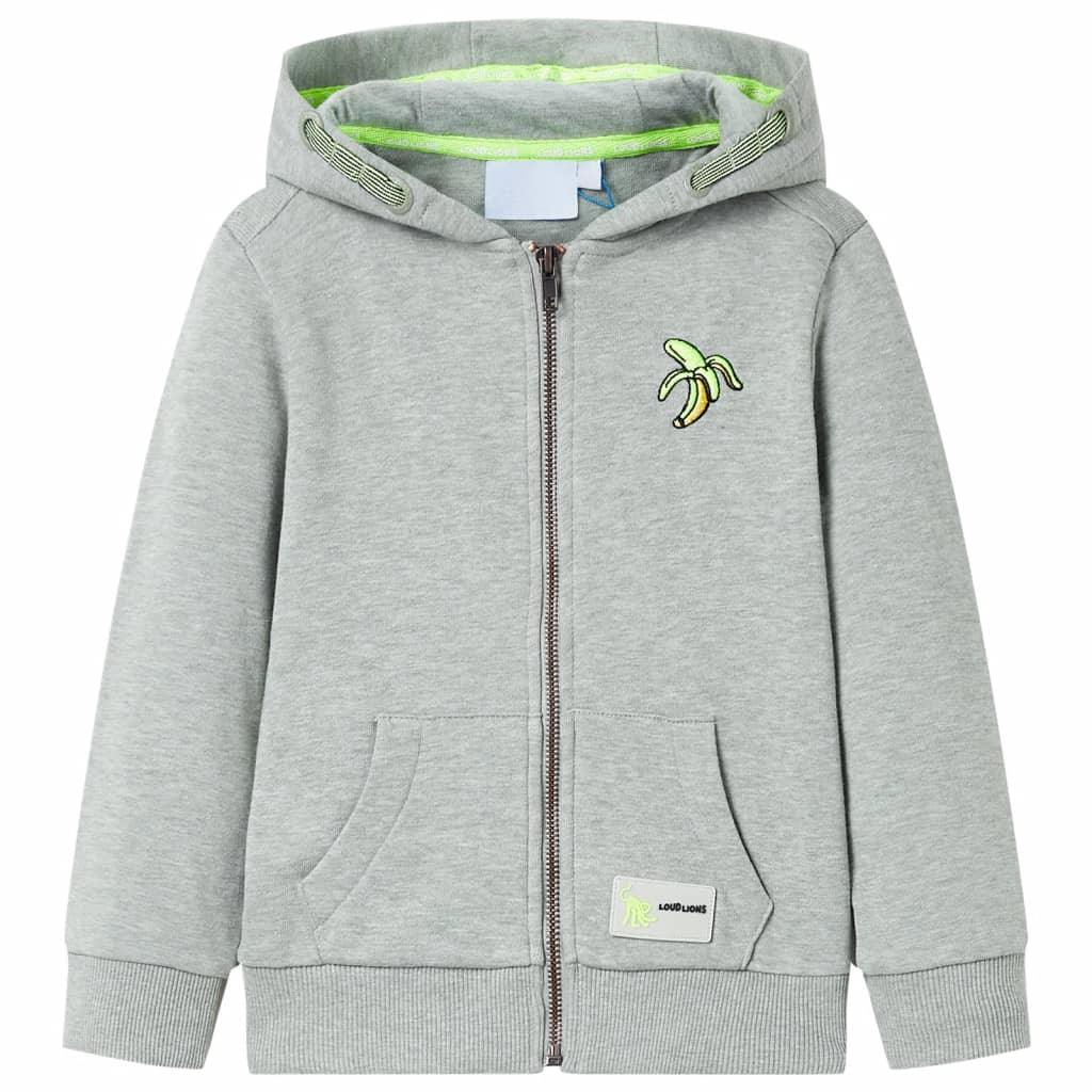 Kids' Hooded Sweatshirt With Zip Light Melange 128