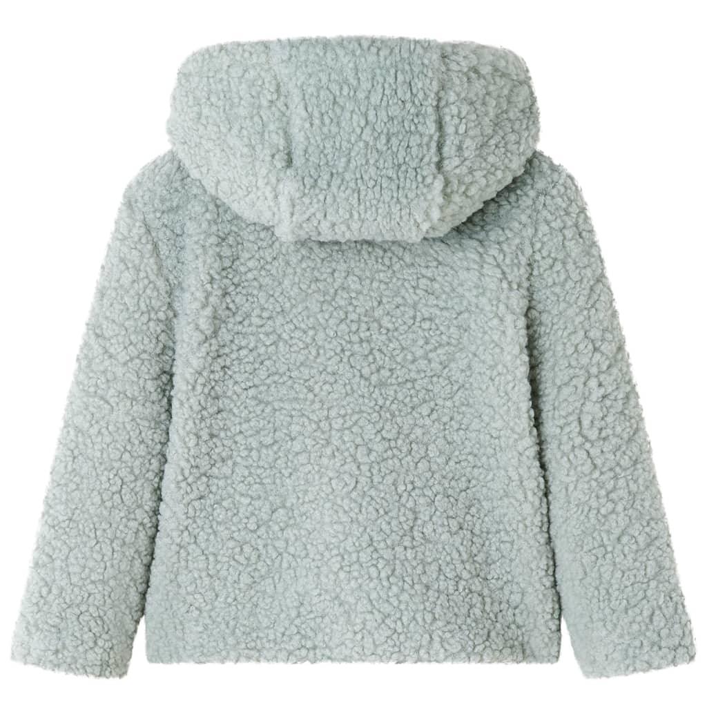 Kids' Hooded Jacket Teddy Faux Fur Mint 128