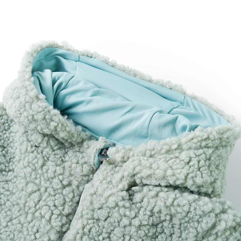 Kids' Hooded Jacket Teddy Faux Fur Mint 128