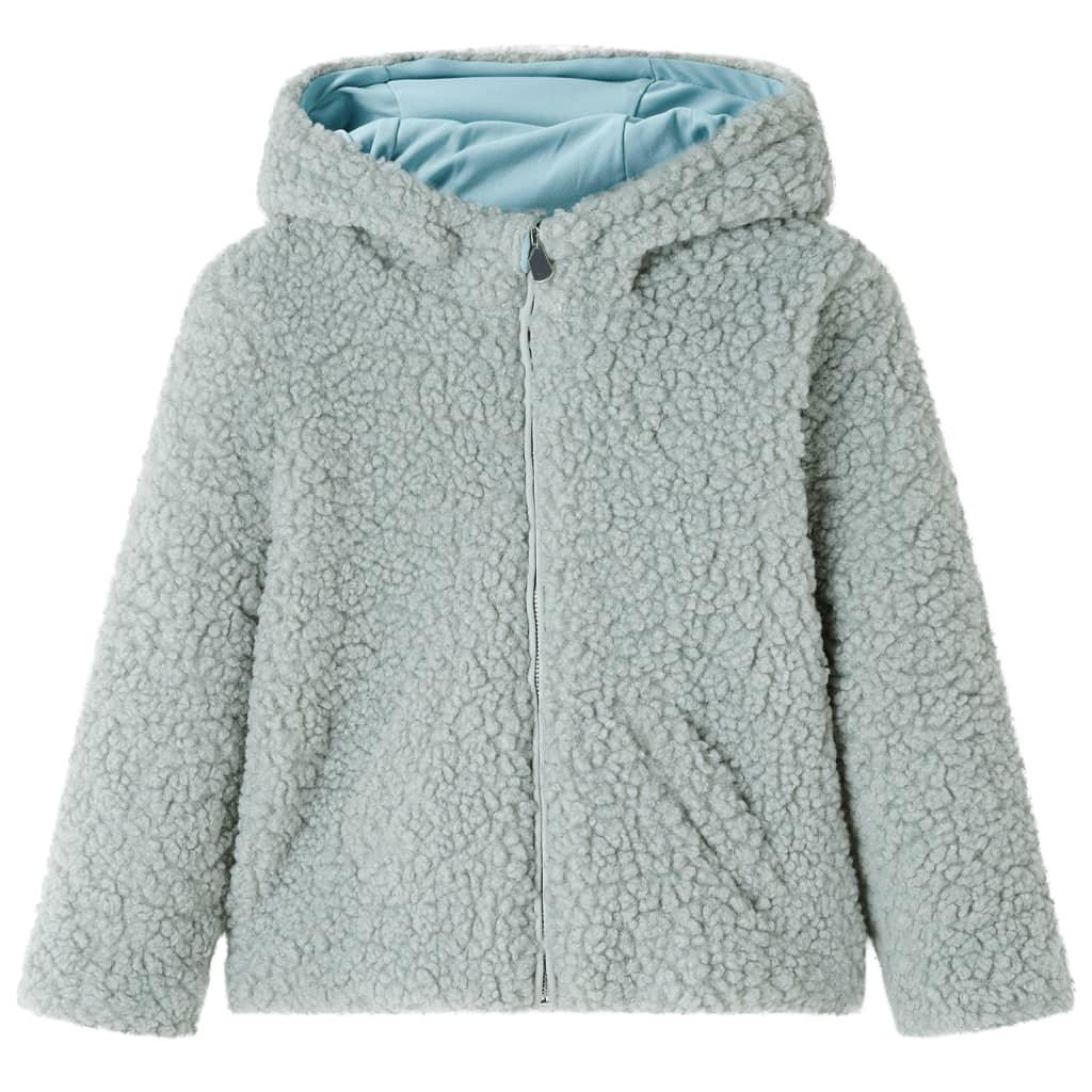 Kids' Hooded Jacket Teddy Faux Fur Mint 128