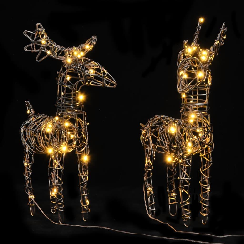 Christmas Decorations 6 Pcs Reindeers 240 Leds Warm White Rattan