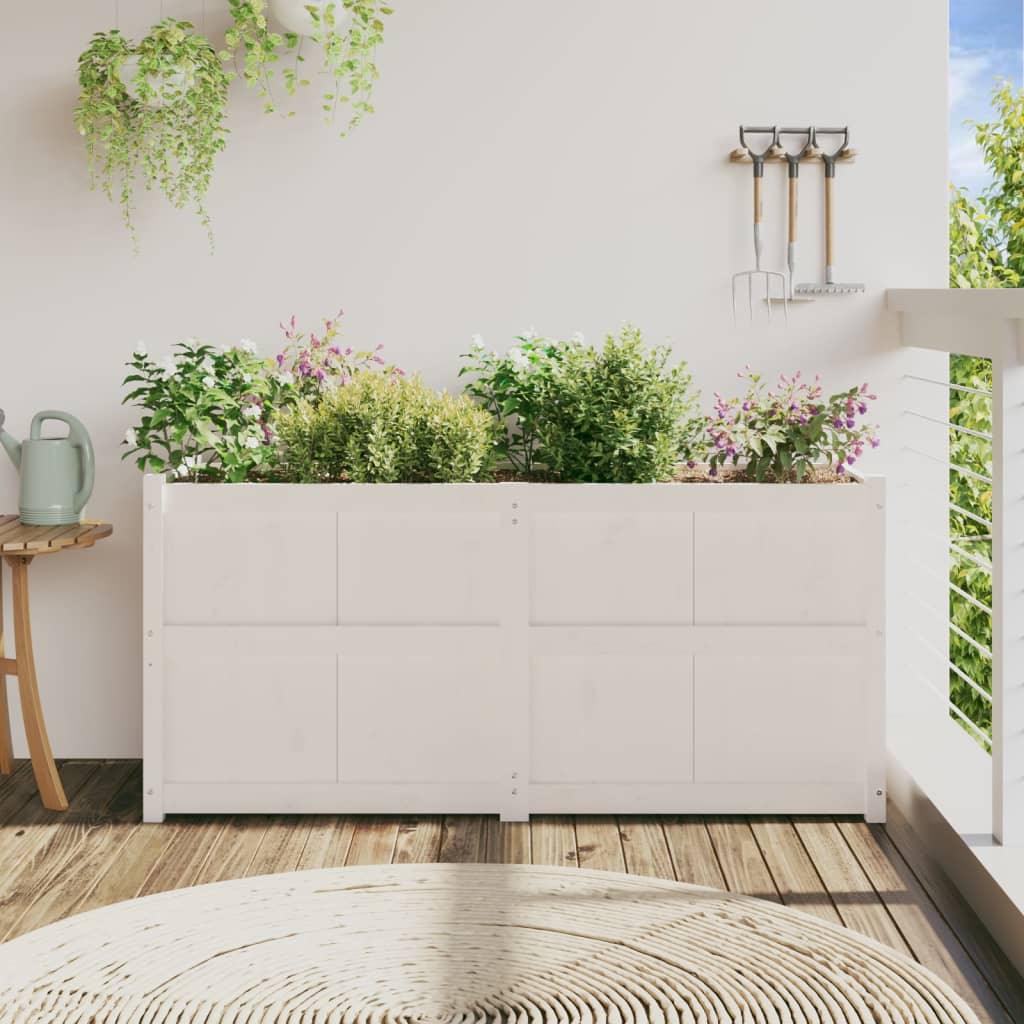 Garden Planter White 150X50X70 Cm Solid Wood Pine