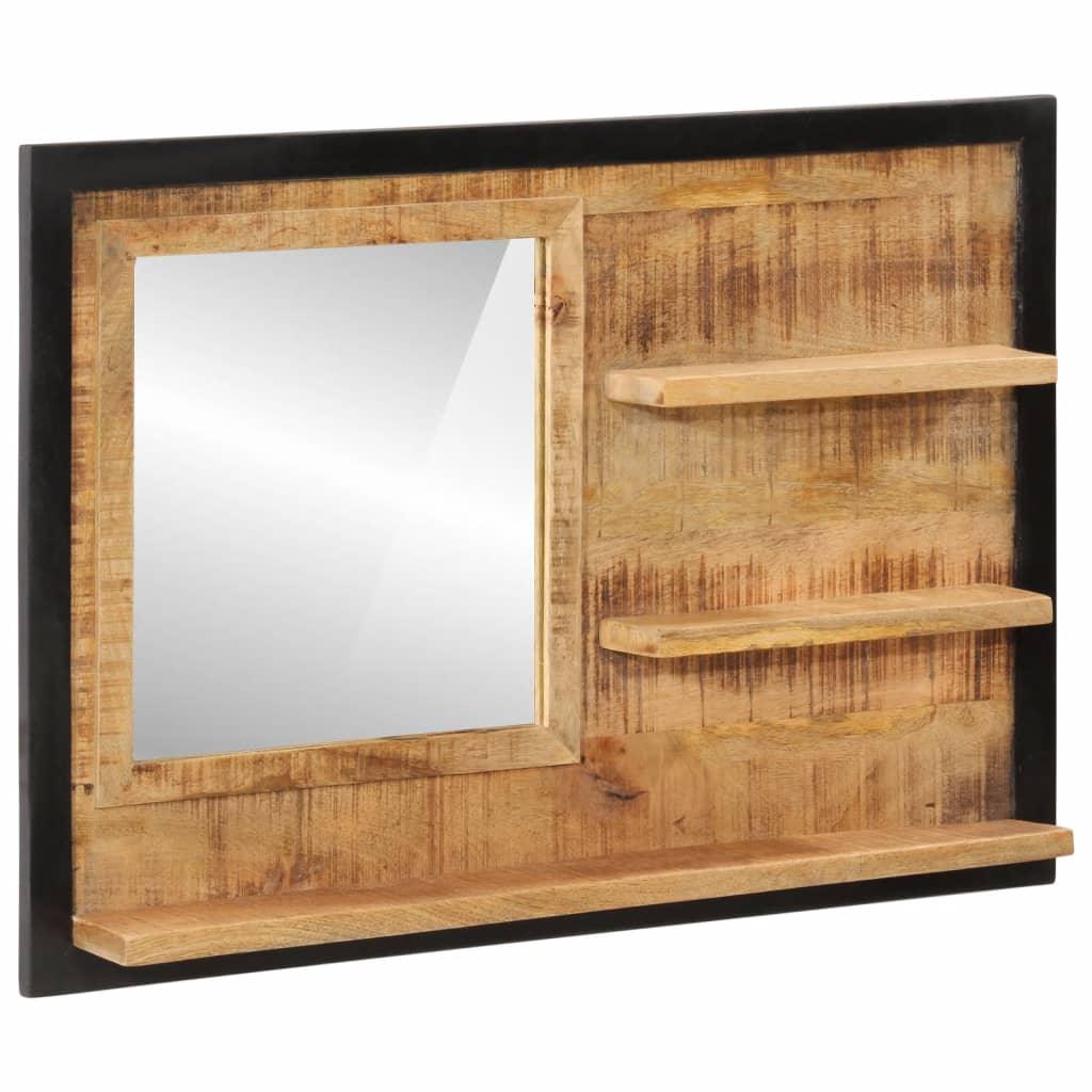 Mirror With Shelves 80X8X55 Cm Glass And Solid Wood Mango