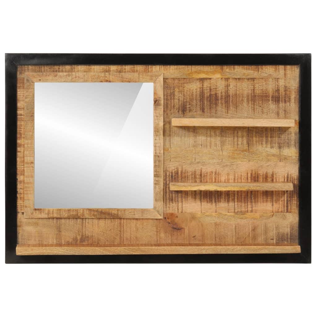 Mirror With Shelves 80X8X55 Cm Glass And Solid Wood Mango