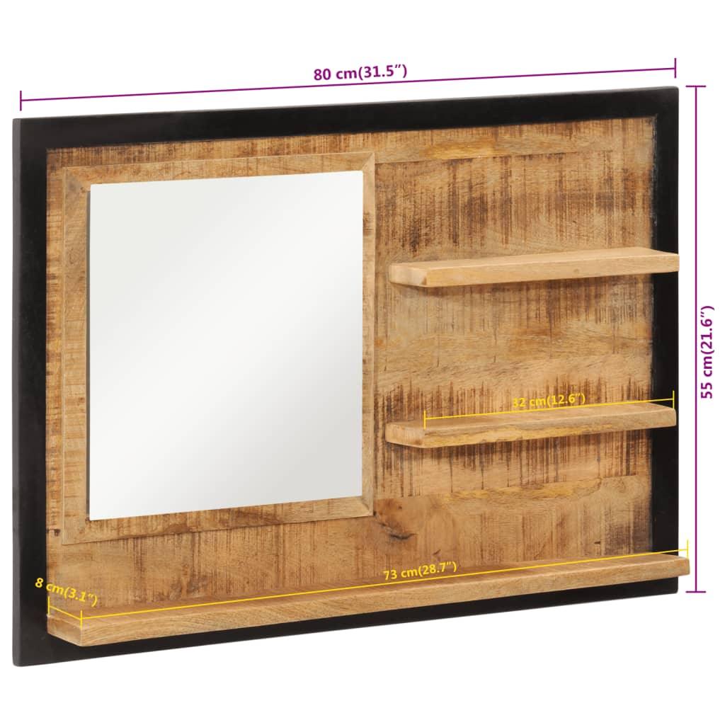 Mirror With Shelves 80X8X55 Cm Glass And Solid Wood Mango