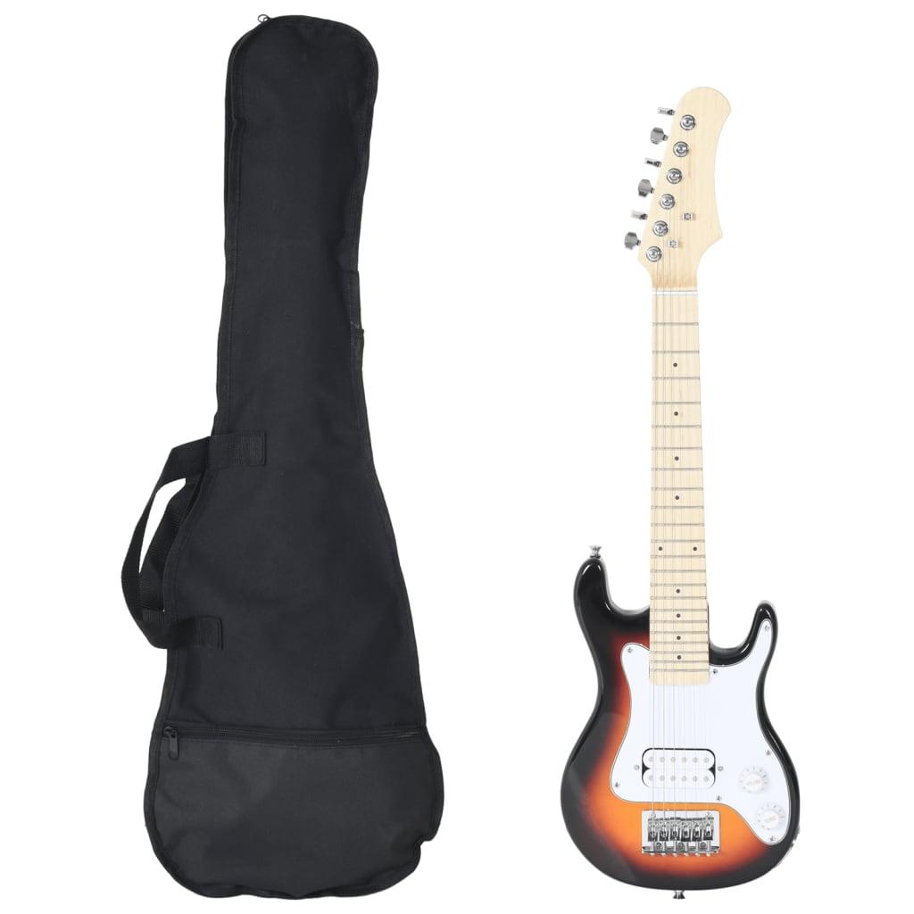 Electric Guitar For Kids With Bag Brown And White 3/4 30&quot;