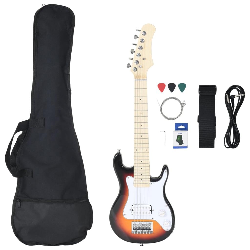 Electric Guitar For Kids With Bag Brown And White 3/4 30&quot;