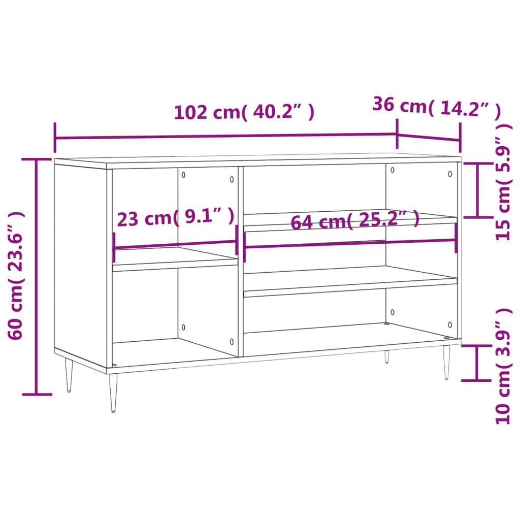 Shoe Cabinet 102X36X60 Cm Engineered Wood