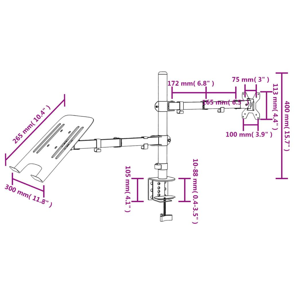 Monitor Mount Black Steel Vesa 75/100 Mm