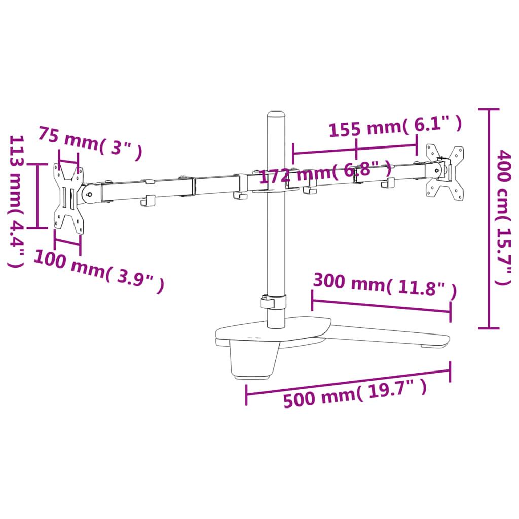 Monitor Stand Black Steel Vesa 75/100 Mm