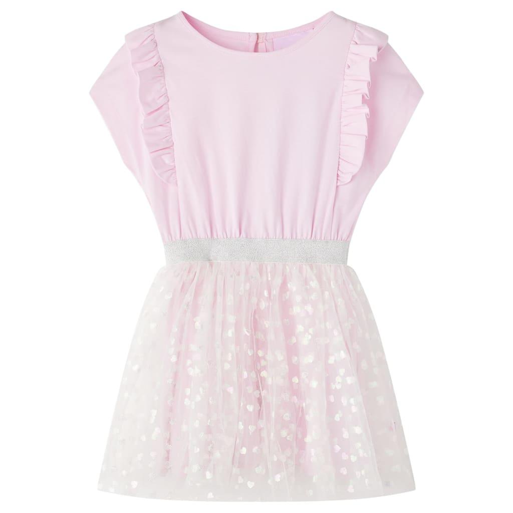 Kids' Dress With Ruffles Light Pink 128