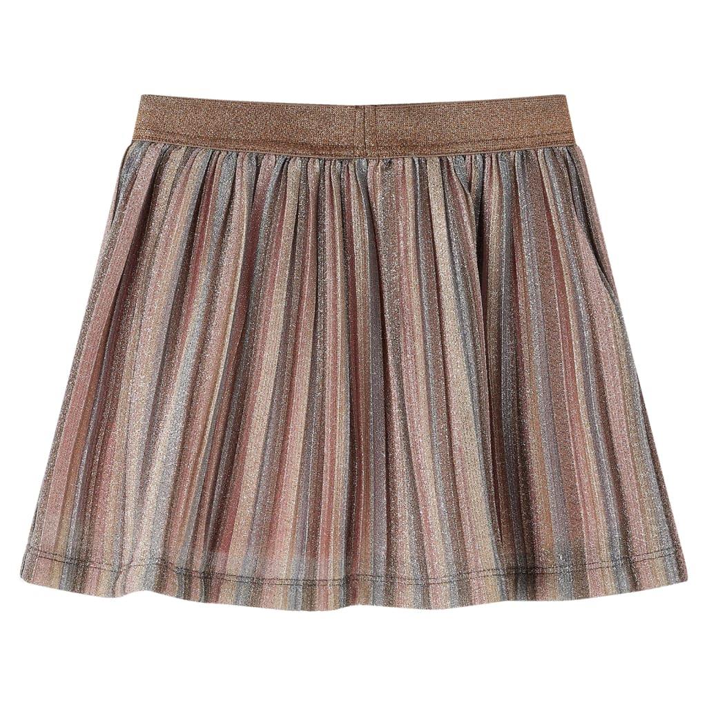 Kids' Pleated Skirt With Glitters Brown And Pink 104