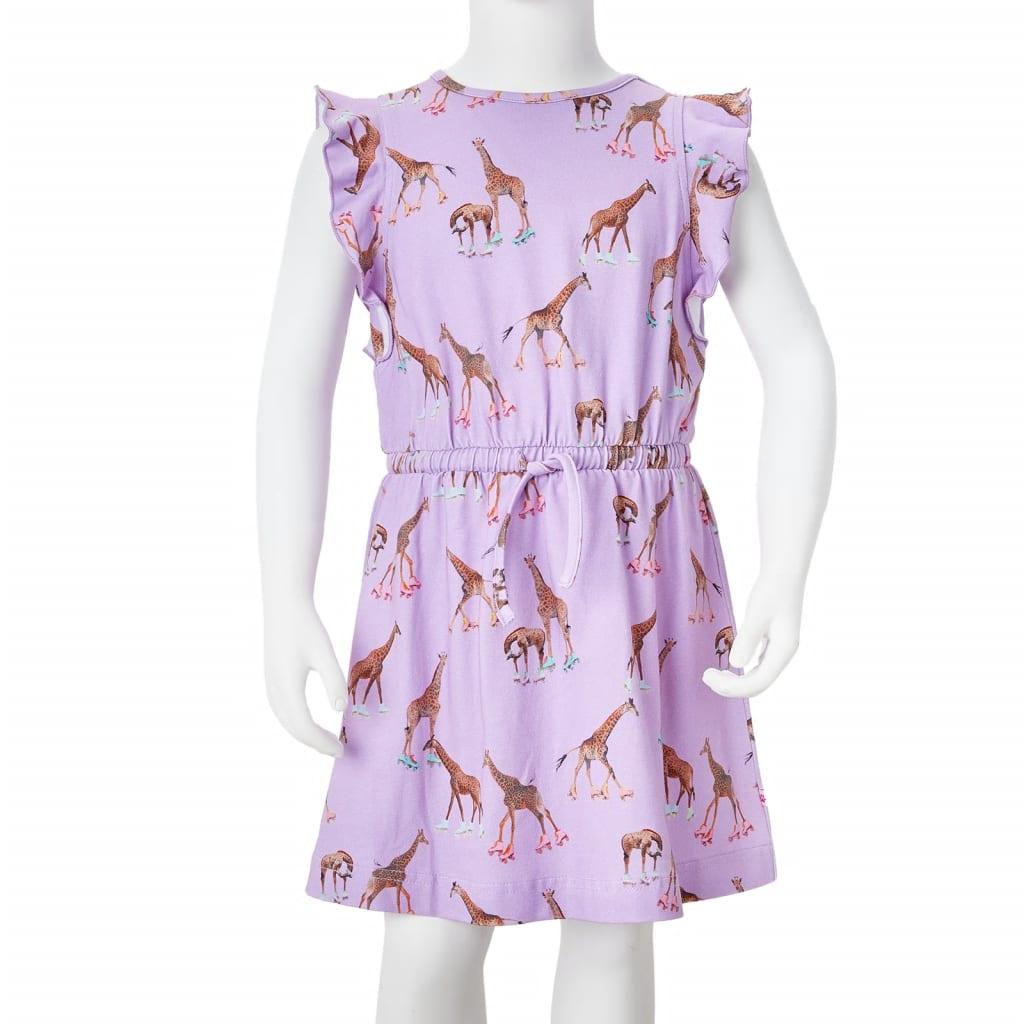 Kids' Dress With Ruffle Sleeves And Drawstring Lila 104