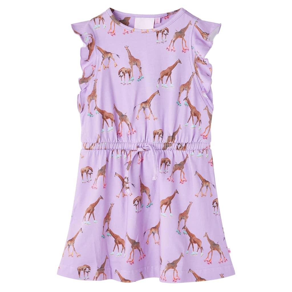 Kids' Dress With Ruffle Sleeves And Drawstring Lila 104