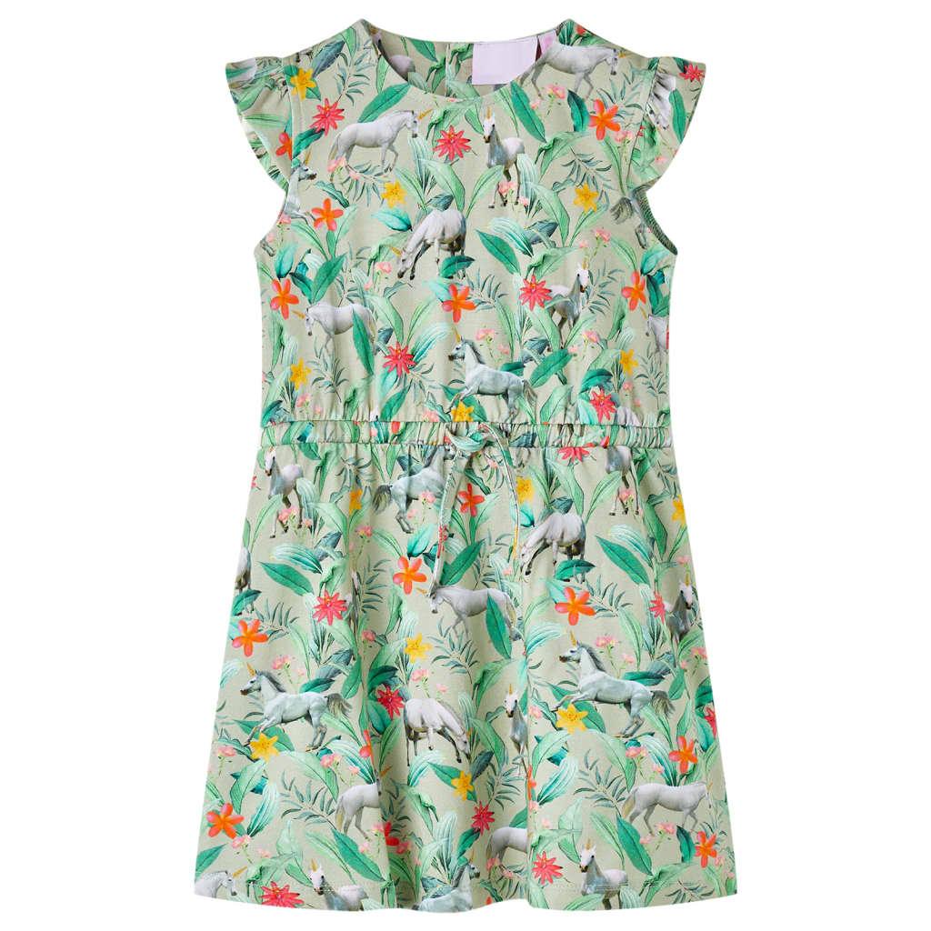 Kids' Dress With Flying Sleeves Light Khaki 140