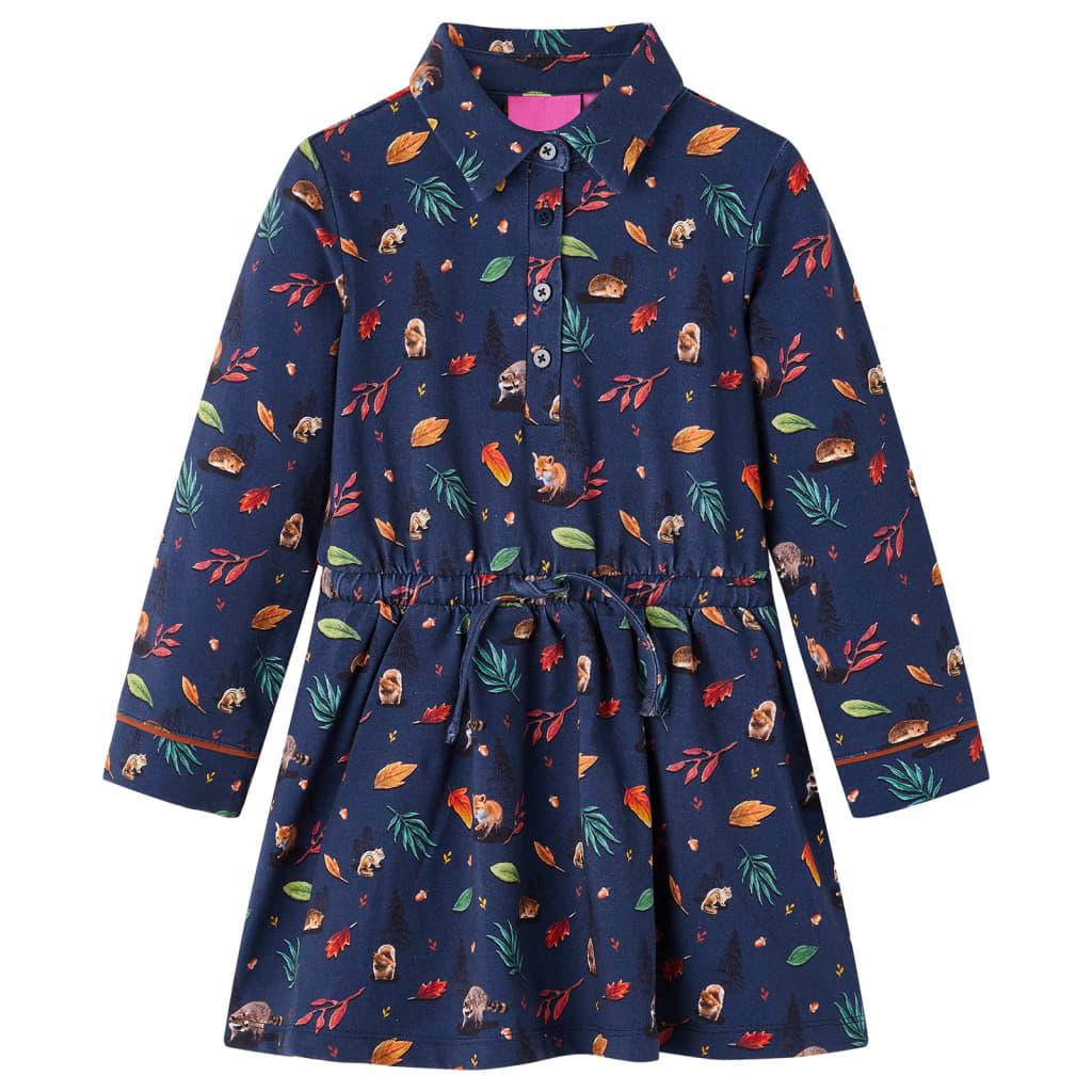 Kids' Dress With Long Sleeves Navy 128