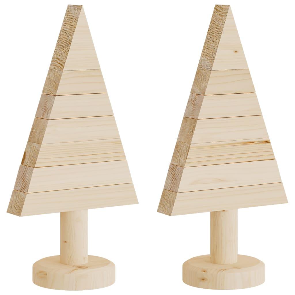 Wooden Christmas Trees For Decoration 2 Pcs 30 Cm Solid Wood Pine