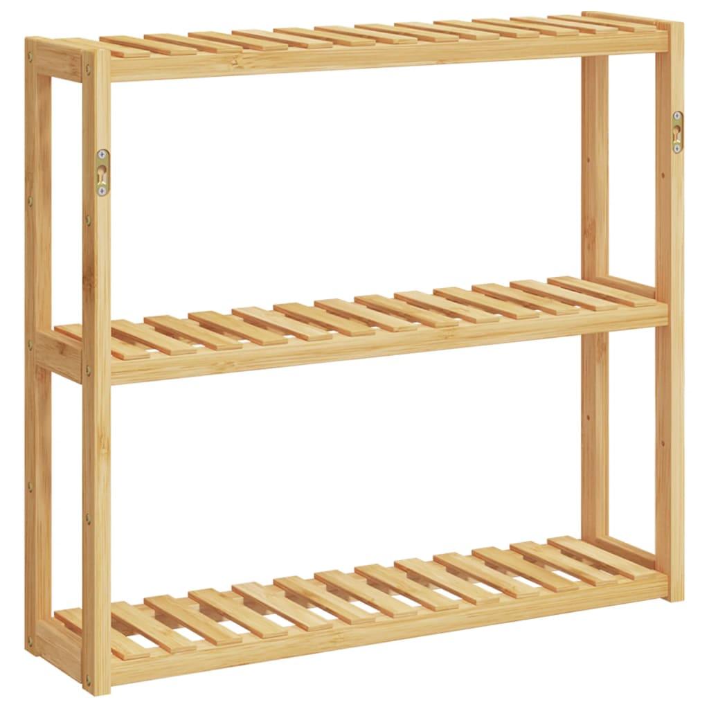 Bathroom Shelf 3-Tier Wall-Mounted 60X15X54 Cm Bamboo