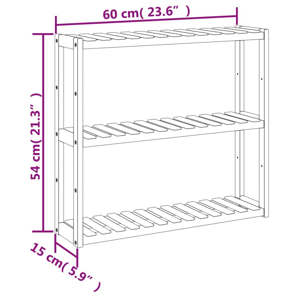 Bathroom Shelf 3-Tier Wall-Mounted 60X15X54 Cm Bamboo