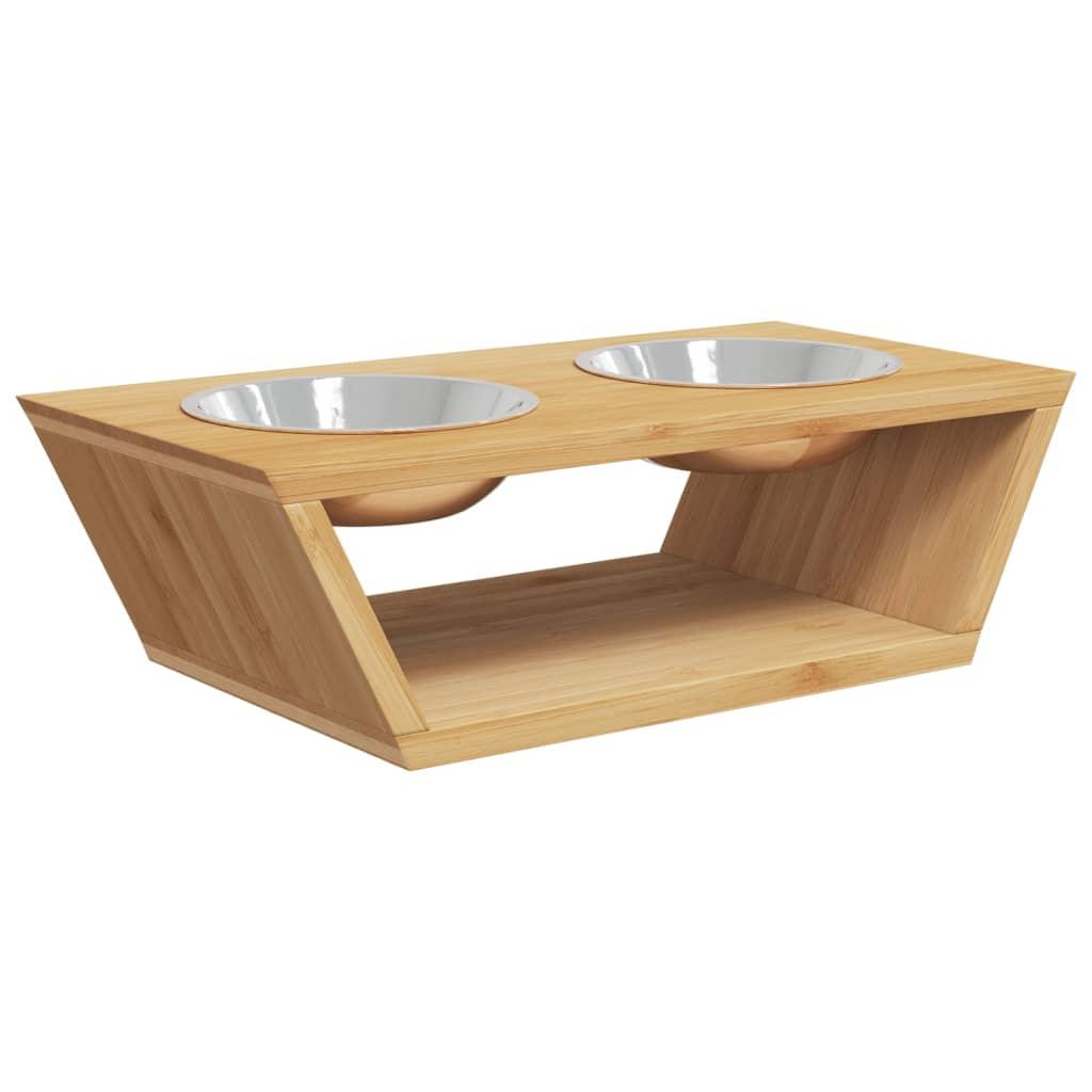 Raised Dog Bowls 35.5X18X10.5 Cm Bamboo