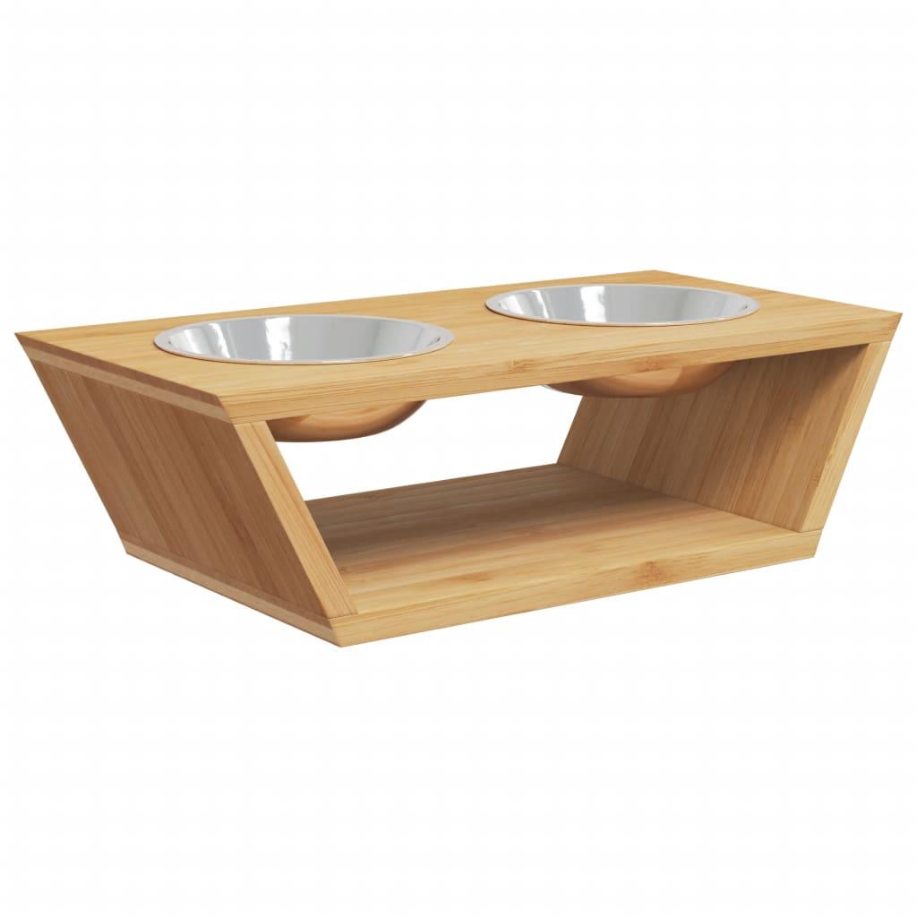 Raised Dog Bowls 35.5X18X10.5 Cm Bamboo