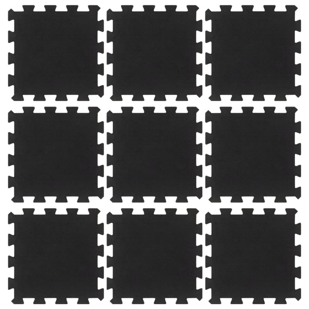 Rubber Floor Tiles 9 Pcs Black 16 Mm 30X30 Cm