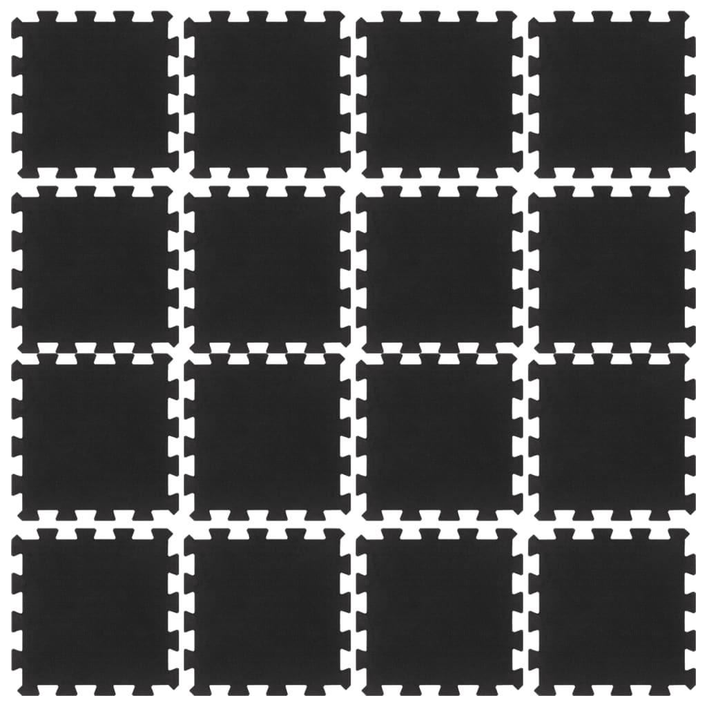 Rubber Floor Tiles 16 Pcs Black 16 Mm 30X30 Cm