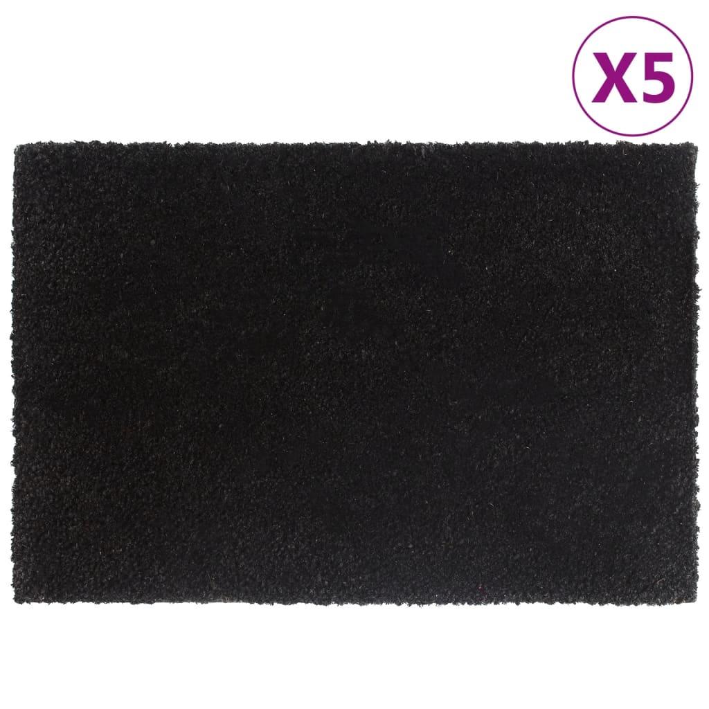 Door Mats 5 Pcs Black 40X60 Cm Tufted Coir