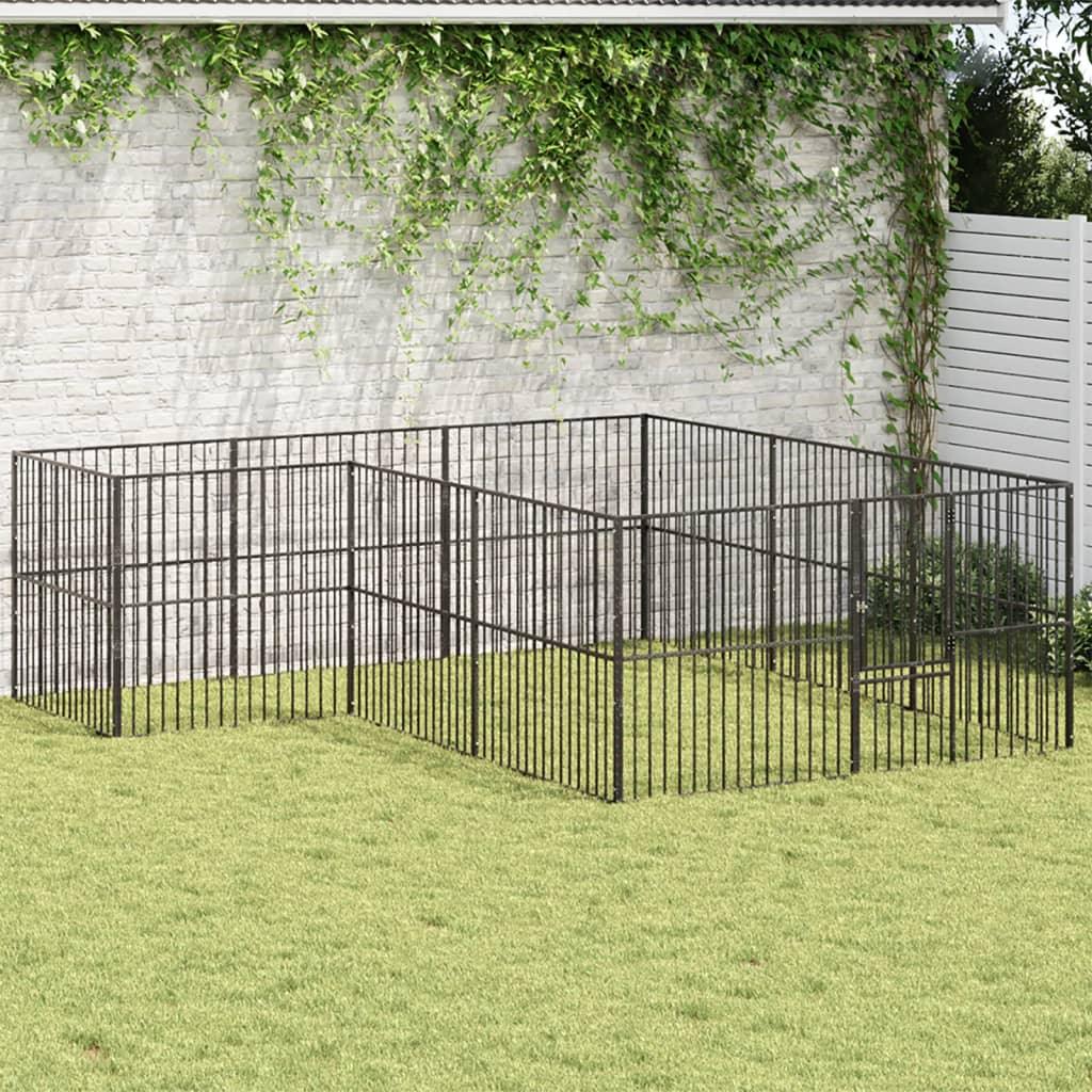 Trendyproduct.co.uk Dog Playpen 4 Panel Black Galvanised Steel vidaXL Animals & Pet Supplies Animals & Pet Supplies > Pet Supplies > Dog Supplies > Dog Houses Black Dog Houses Dog Supplies parcel Pet Supplies vidaXL