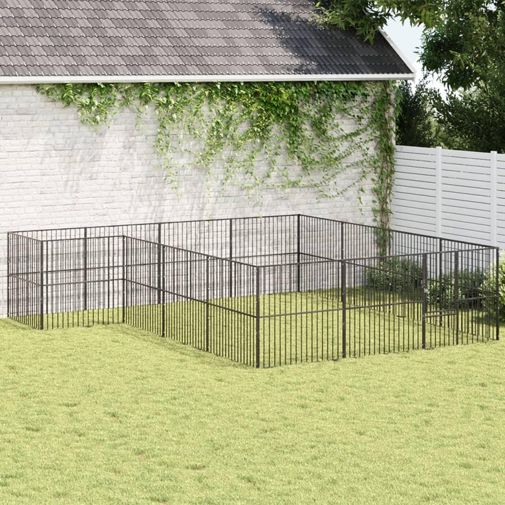 Trendyproduct.co.uk Dog Playpen 4 Panel Black Galvanised Steel vidaXL Animals & Pet Supplies Animals & Pet Supplies > Pet Supplies > Dog Supplies > Dog Houses Black Dog Houses Dog Supplies parcel Pet Supplies vidaXL