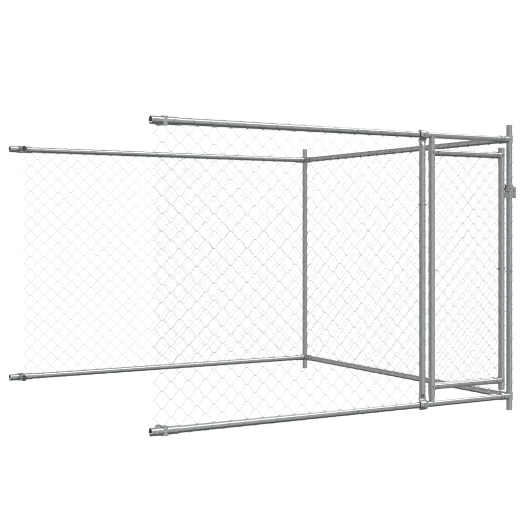 Dog Cage With Doors Grey Galvanised Steel