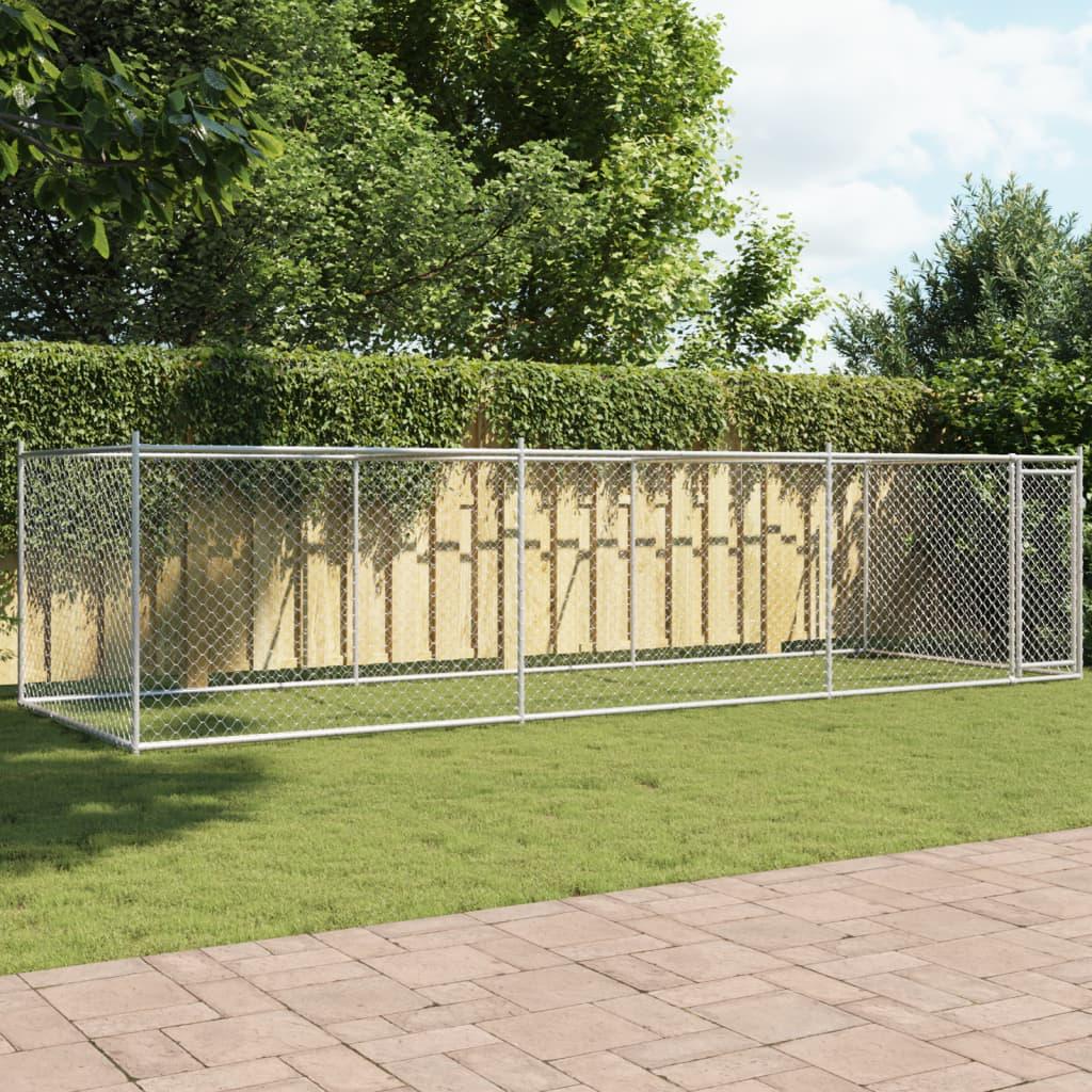 Dog Cage With Doors Grey Galvanised Steel