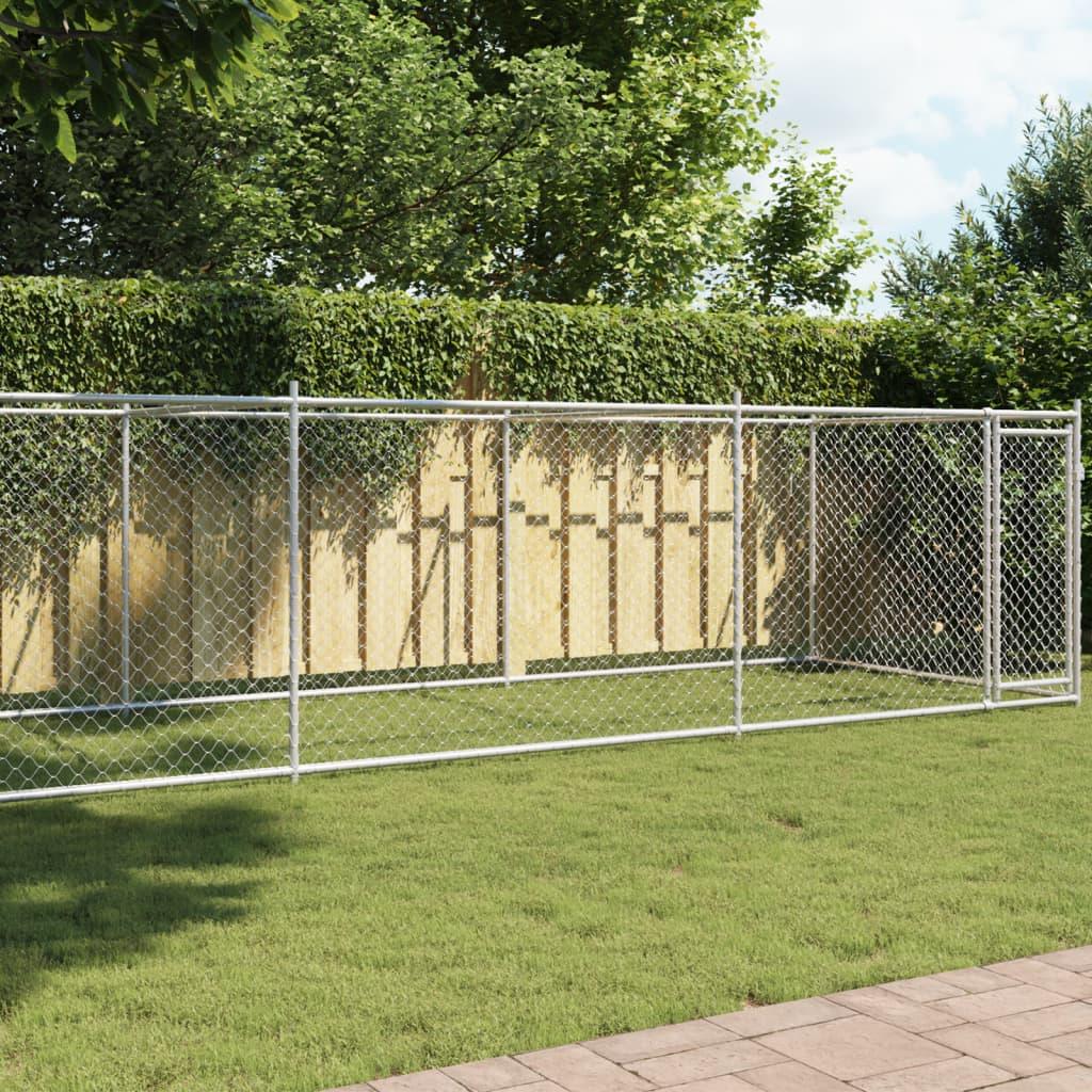 Dog Cage With Doors Grey Galvanised Steel