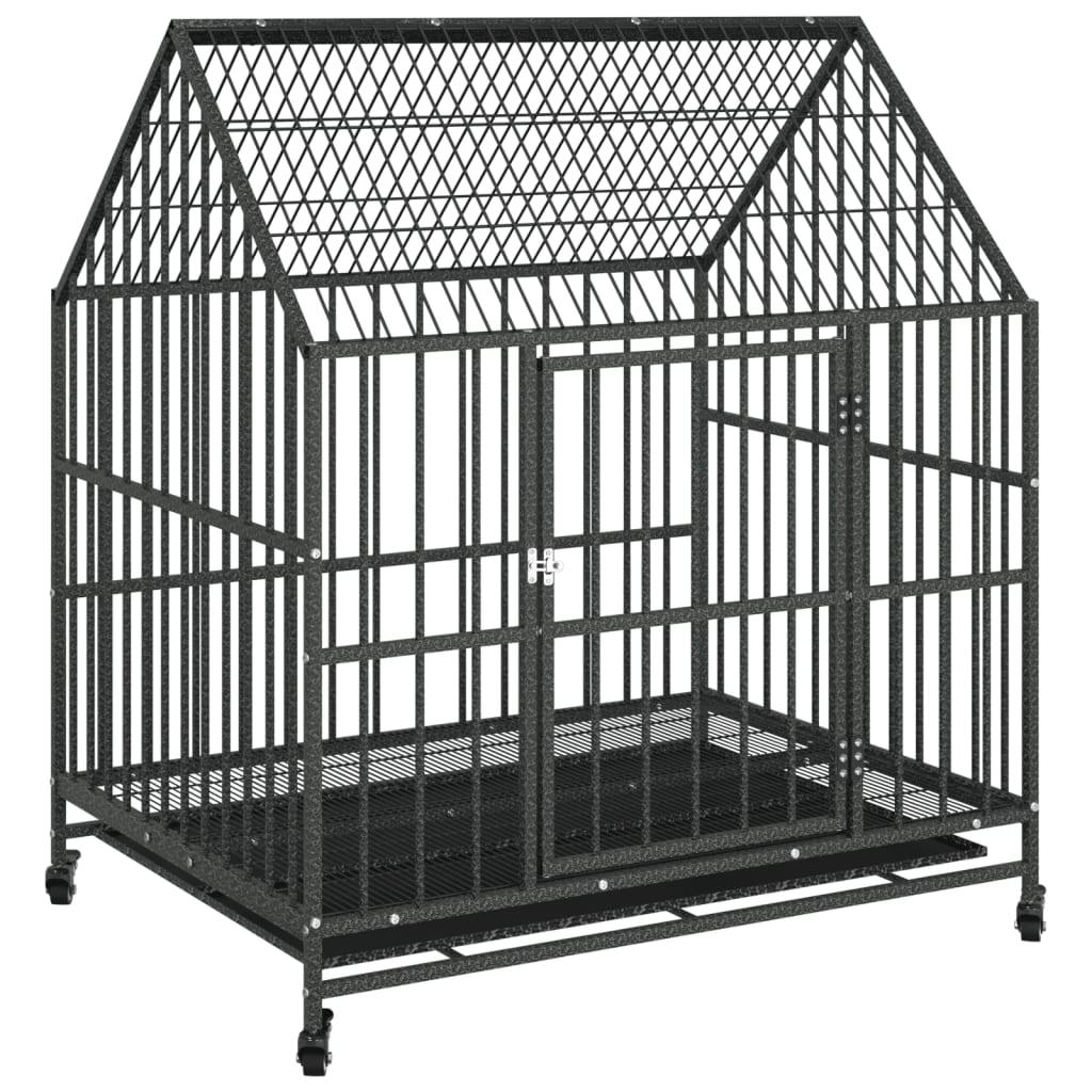 Trendyproduct.co.uk Dog Cage With Wheels Black Galvanised Steel vidaXL Animals & Pet Supplies Animals & Pet Supplies > Pet Supplies > Dog Supplies > Dog Houses Black Dog Houses Dog Supplies parcel Pet Supplies vidaXL