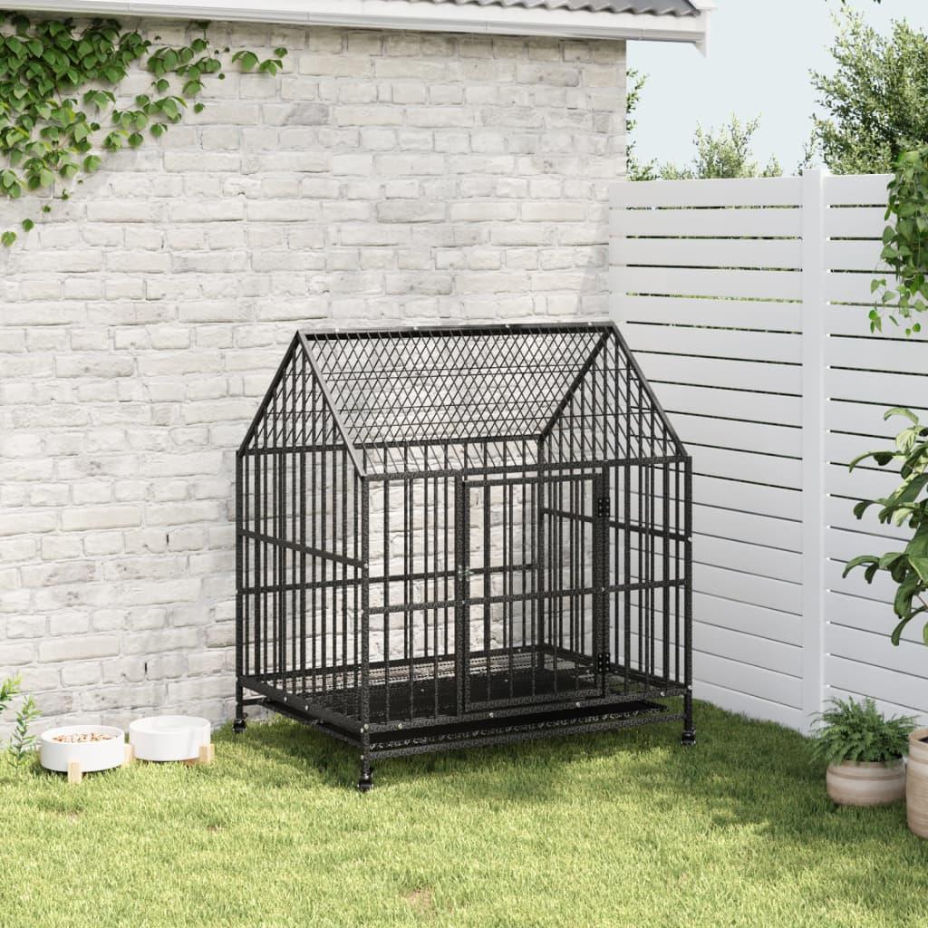 Trendyproduct.co.uk Dog Cage With Wheels Black Galvanised Steel vidaXL Animals & Pet Supplies Animals & Pet Supplies > Pet Supplies > Dog Supplies > Dog Houses Black Dog Houses Dog Supplies parcel Pet Supplies vidaXL