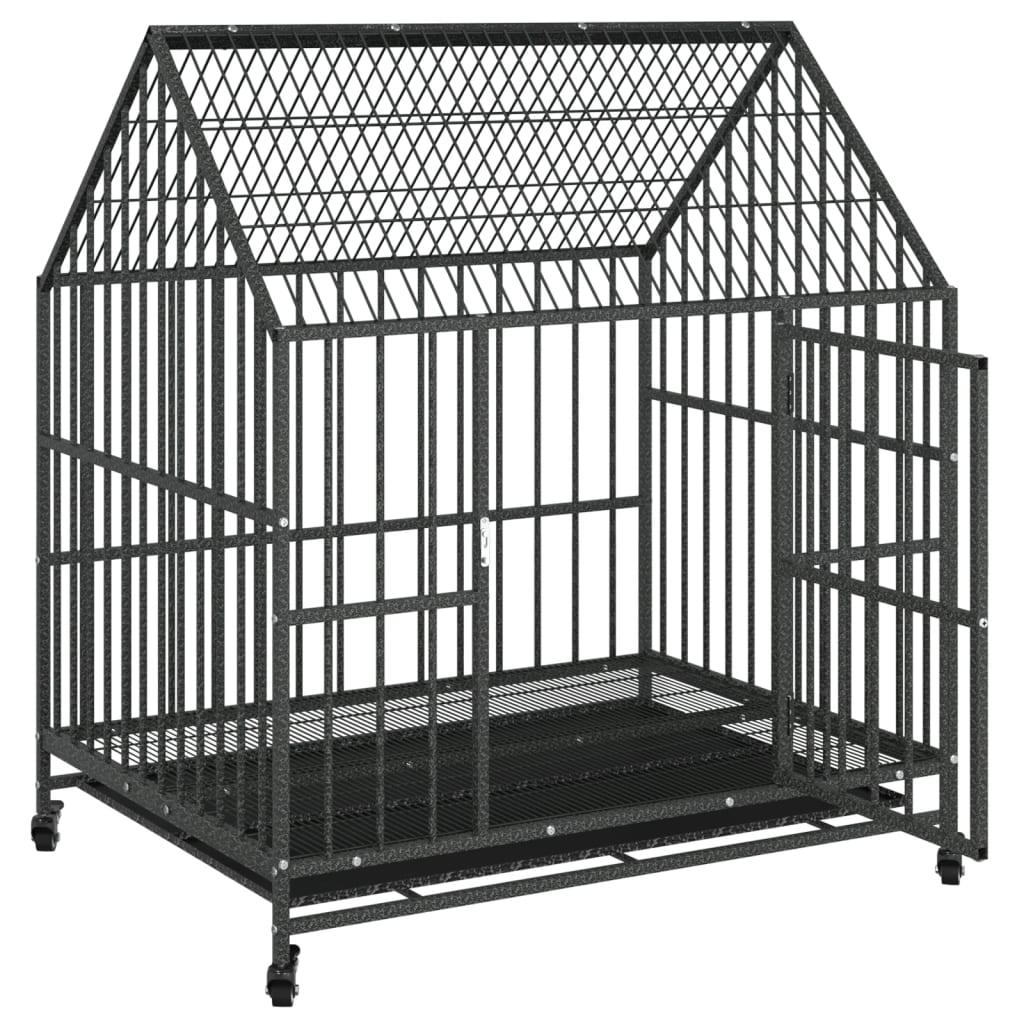 Trendyproduct.co.uk Dog Cage With Wheels Black Galvanised Steel vidaXL Animals & Pet Supplies Animals & Pet Supplies > Pet Supplies > Dog Supplies > Dog Houses Black Dog Houses Dog Supplies parcel Pet Supplies vidaXL