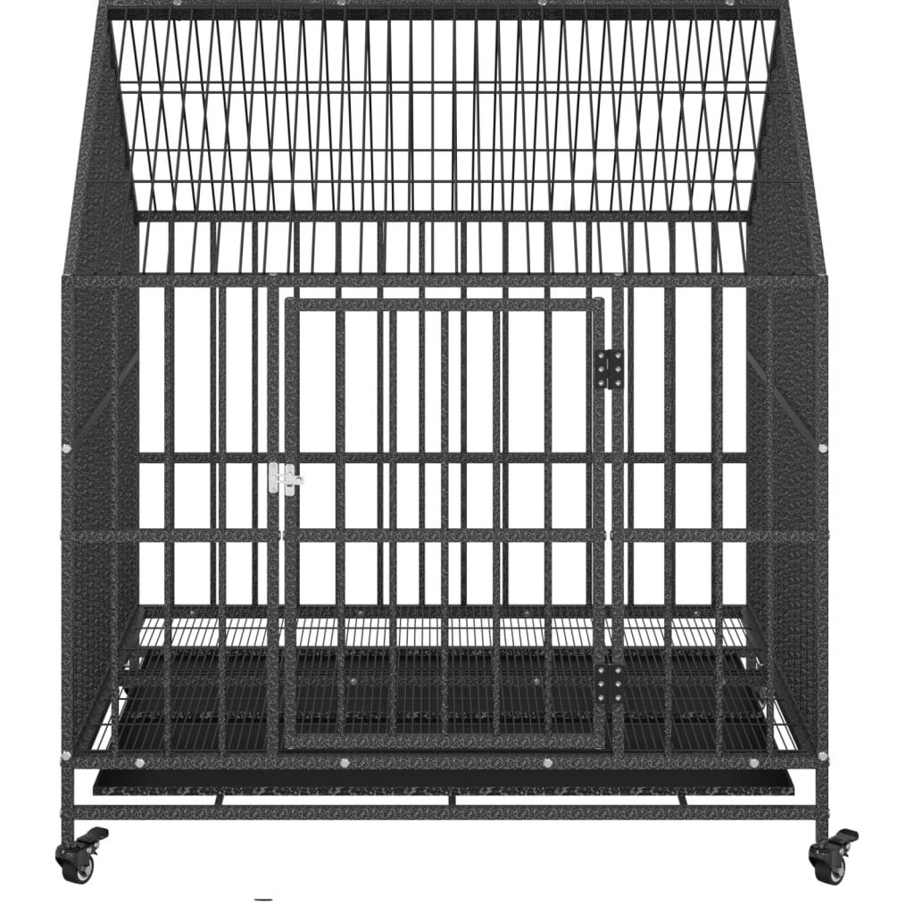 Trendyproduct.co.uk Dog Cage With Wheels Black Galvanised Steel vidaXL Animals & Pet Supplies Animals & Pet Supplies > Pet Supplies > Dog Supplies > Dog Houses Black Dog Houses Dog Supplies parcel Pet Supplies vidaXL