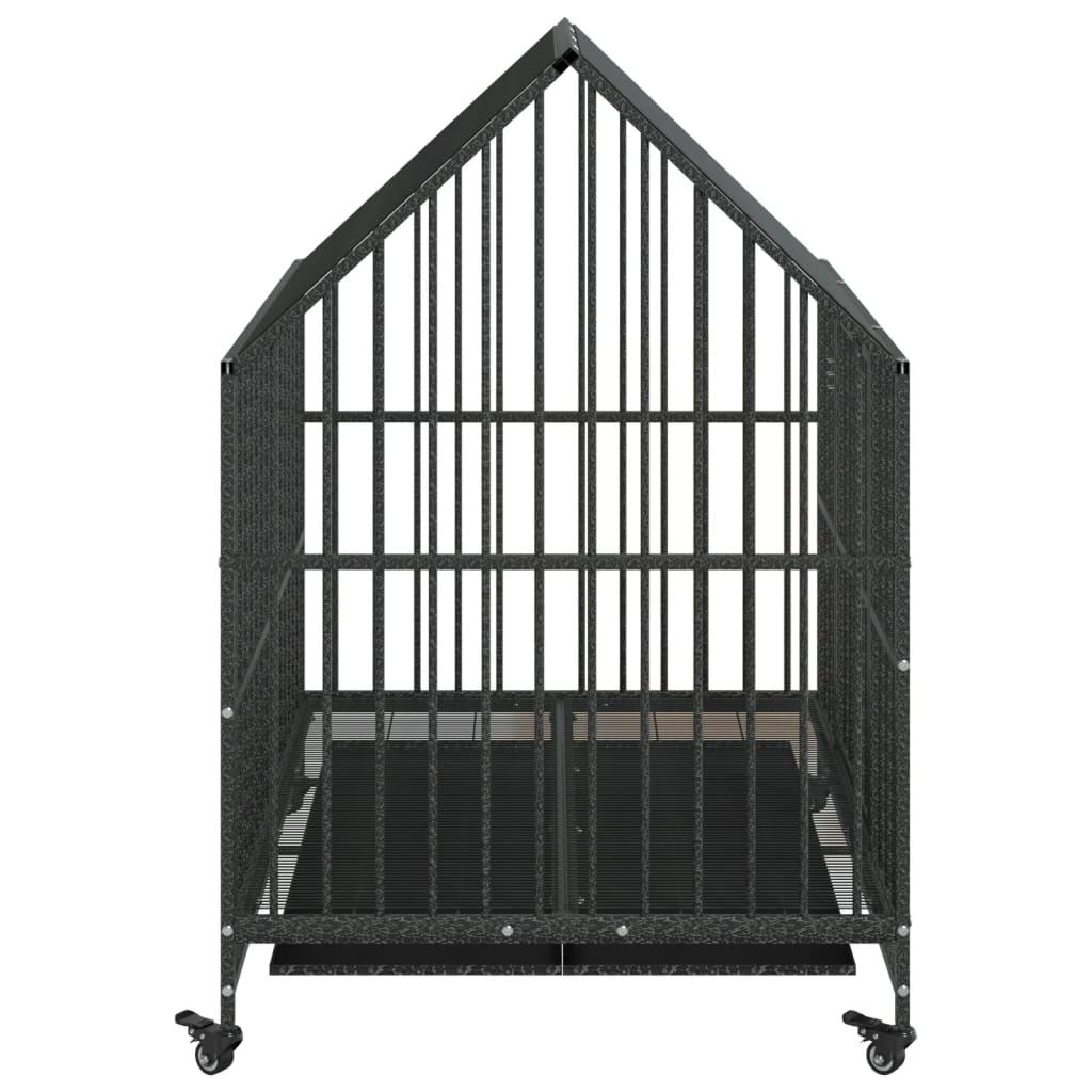 Trendyproduct.co.uk Dog Cage With Wheels Black Galvanised Steel vidaXL Animals & Pet Supplies Animals & Pet Supplies > Pet Supplies > Dog Supplies > Dog Houses Black Dog Houses Dog Supplies parcel Pet Supplies vidaXL