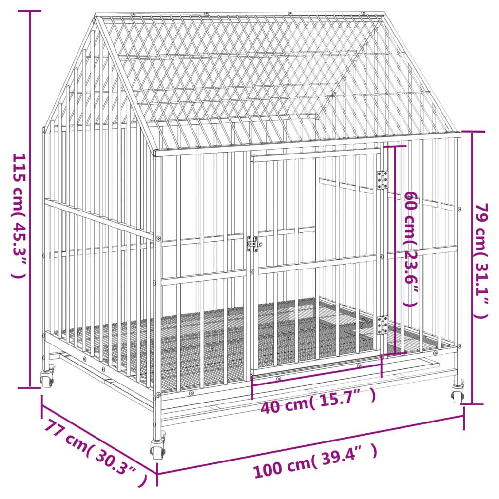 Trendyproduct.co.uk Dog Cage With Wheels Black Galvanised Steel vidaXL Animals & Pet Supplies Animals & Pet Supplies > Pet Supplies > Dog Supplies > Dog Houses Black Dog Houses Dog Supplies parcel Pet Supplies vidaXL