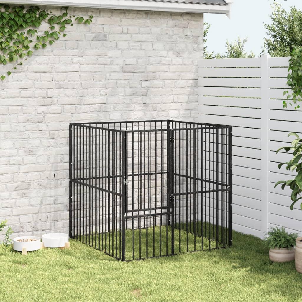 Trendyproduct.co.uk Dog Playpen 4 Panel Black Galvanised Steel vidaXL Animals & Pet Supplies Animals & Pet Supplies > Pet Supplies > Dog Supplies > Dog Houses Black Dog Houses Dog Supplies parcel Pet Supplies vidaXL