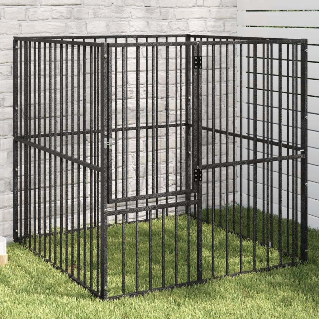 Trendyproduct.co.uk Dog Playpen 4 Panel Black Galvanised Steel vidaXL Animals & Pet Supplies Animals & Pet Supplies > Pet Supplies > Dog Supplies > Dog Houses Black Dog Houses Dog Supplies parcel Pet Supplies vidaXL