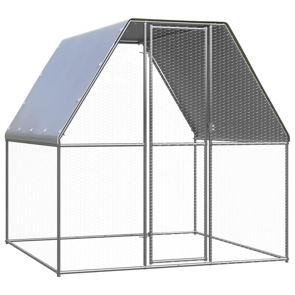 Chicken Cage Silver And Grey 2X2X2 M Galvanised Steel