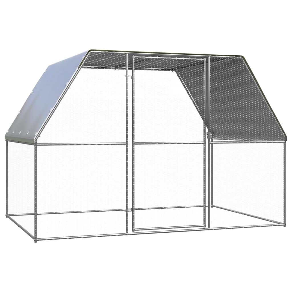 Chicken Cage Silver And Grey 3X2X2 M Galvanised Steel