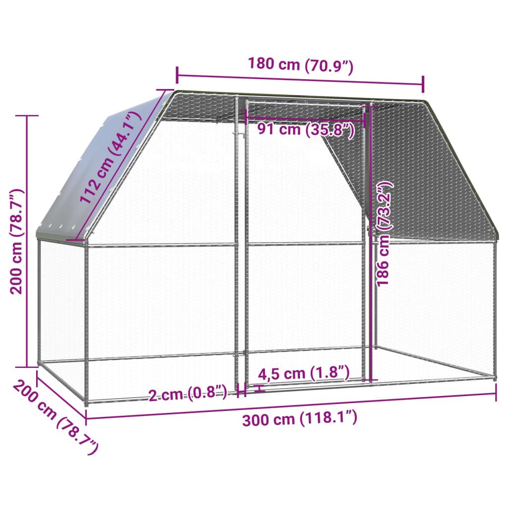 Chicken Cage Silver And Grey 3X2X2 M Galvanised Steel