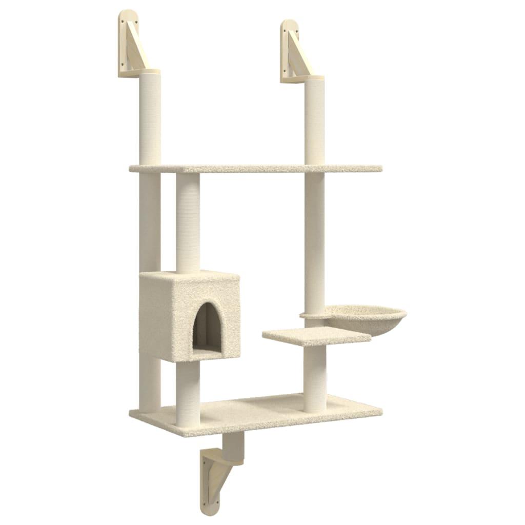 Trendyproduct.co.uk Wall-Mounted Cat Tree With Scratching Post 153 Cm vidaXL Animals & Pet Supplies Animals & Pet Supplies > Pet Supplies > Cat Supplies > Cat Furniture Cat Furniture Cat Supplies Cream parcel Pet Supplies vidaXL