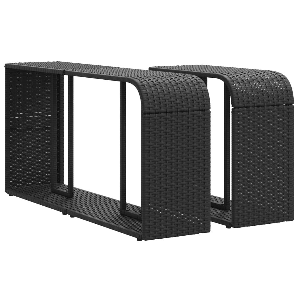 Storage Shelves 2 Pcs Black Poly Rattan