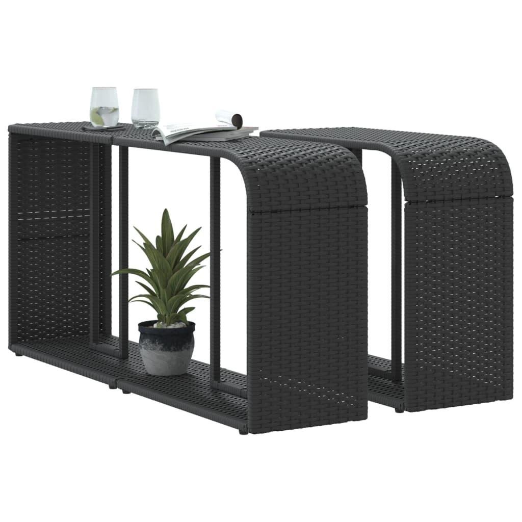 Storage Shelves 2 Pcs Black Poly Rattan