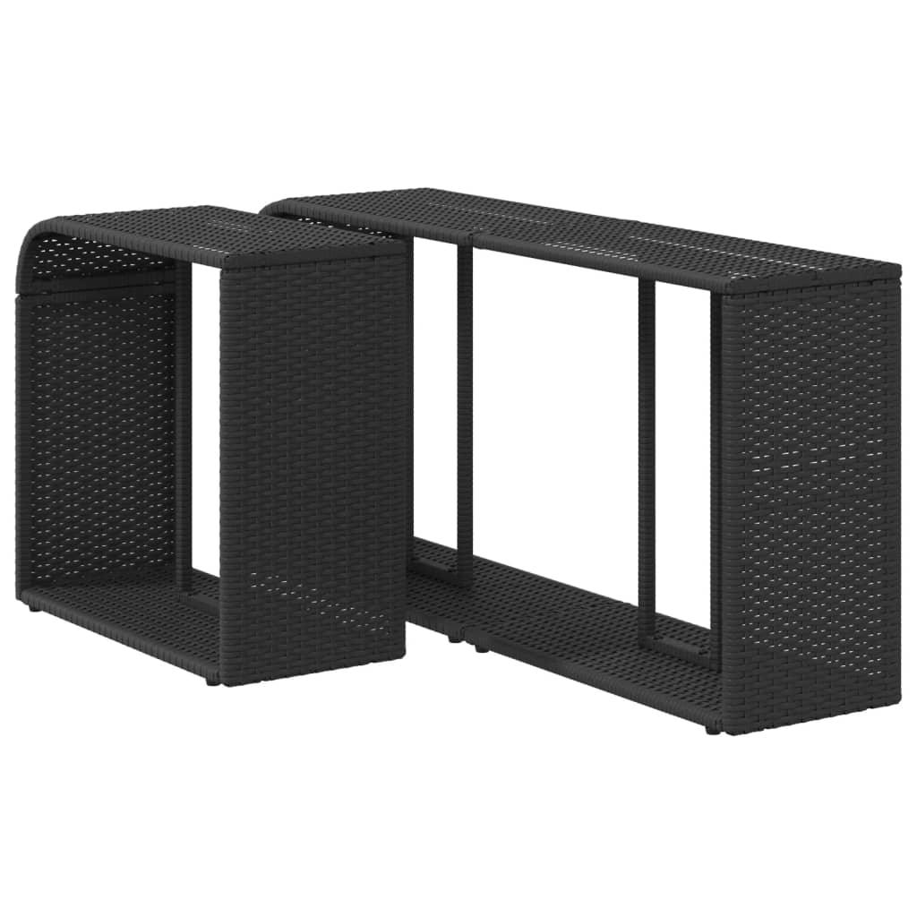 Storage Shelves 2 Pcs Black Poly Rattan